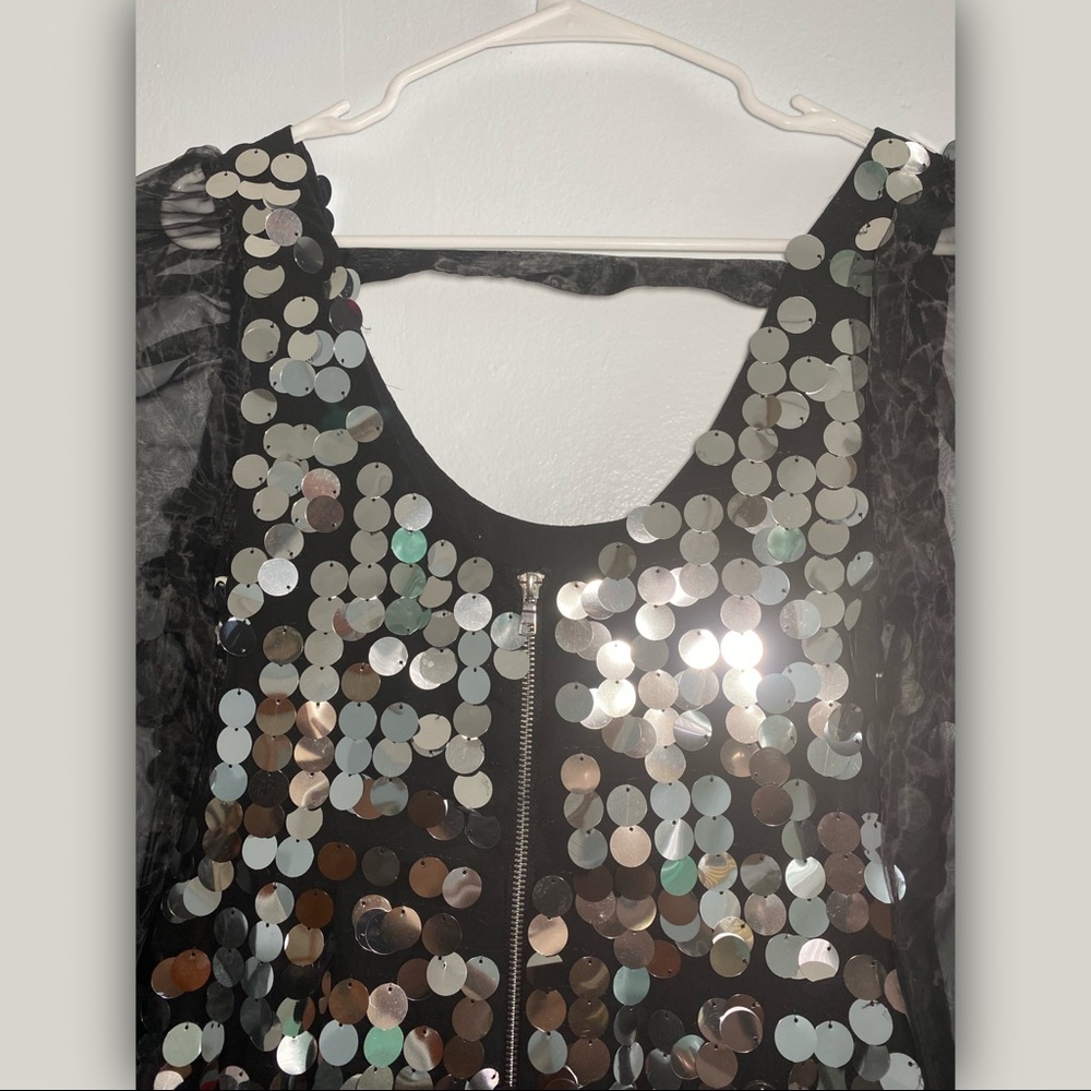 Sequin sparkling sheath black and silver dress NEW - Picture 7 of 9